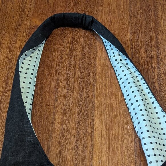 CUTE HANDMADE BLACK LINEN BAG-UNUSED-THIS IS A HOMEMADE ITEM/UNBRANDED - Picture 9 of 11